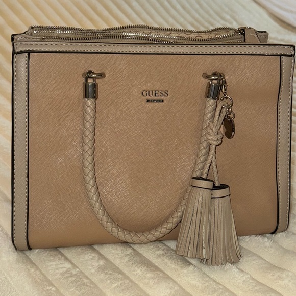Guess Handbags - Guess Beige Handbag with Tassel Accents